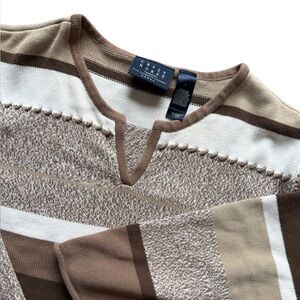 Crazy Horse Y2k Liz Claiborne Company Striped Knit V Neck Sweater 3XL Western